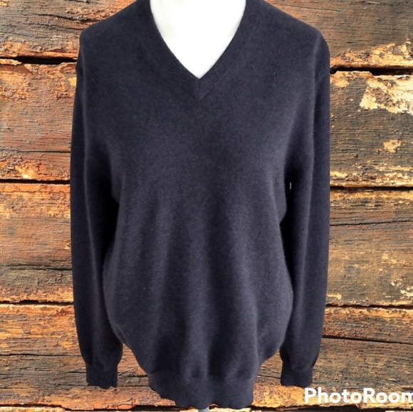 Black Brown 1826 Men's North Blue Heather 100% 2-Ply Cashmere V